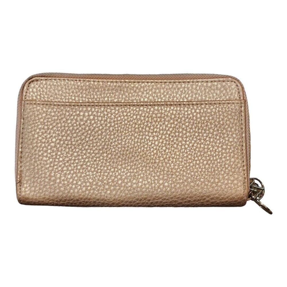 Adrienne Vittadini Women's Pebbled Gold Zip Around Clutch 12 Slot Wallet